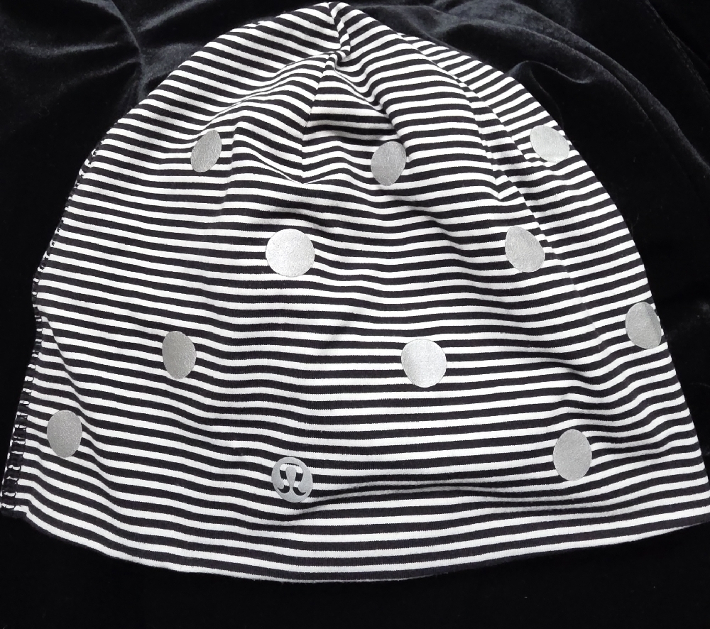 Lululemon Athletica Black & White Striped Cap With Ponytail Opening
